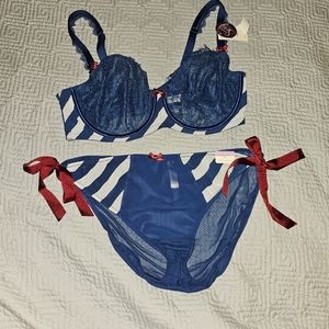 Sheer Full Coverage Bra and Panty (Stripe)